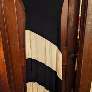 VENUS black and cream maxi strapless tubedress sz Large